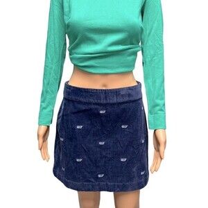 Vineyard Vines Blue Corduroy Mini Skirt Light Blue Whales Size 2